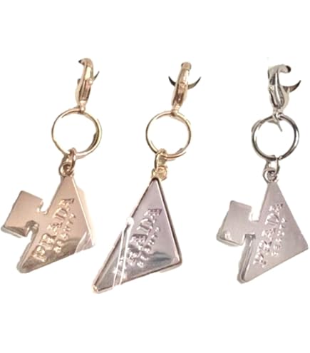 Prada Enameled Metal Key Ring Black and Gold at Amazon Women's